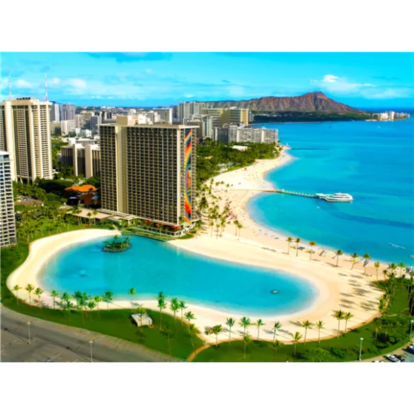 [UP][슬림][관광1일+자유4일] 초특급 힐튼 하와이언 빌리지 ＜리조트뷰-＞오션뷰＞ 하와이 7일 ＜3인 전용＞